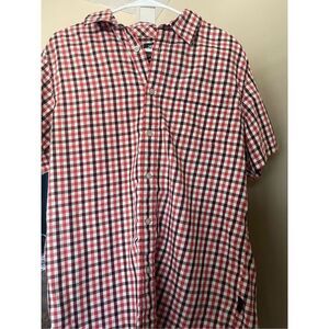 The North Face Men's Plaid Checkered Short Sleeve Button Down Shirt Red Large